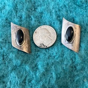 SOLD-Vintage Sterling Silver & onyx earrings